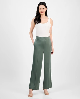 Anne Klein Women's Pull-On High-Rise Wide-Leg Pants