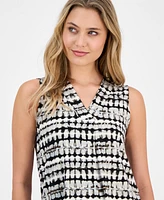 Anne Klein Women's Printed Sleeveless V-Neck Shell Top