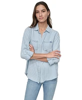 Dkny Jeans Women's Roll-Tab-Sleeve Button-Front Shirt