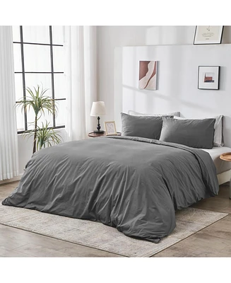 Doz by Sijo Doz 100% Gots Certified Organic Percale Cotton Duvet Cover Set, Hotel Crisp Cool, Breathable