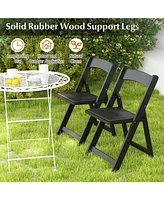 Gouun Set of 4 Dining Chairs Foldable Kitchen Chair with Rubber Wood Legs and Padded Seat