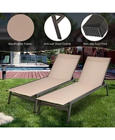 Gouun Outdoor Reclining Chaise Lounge Chair with 6-Position Adjustable Back