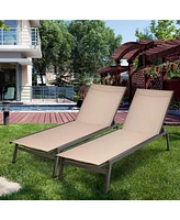 Gouun Outdoor Reclining Chaise Lounge Chair with 6-Position Adjustable Back