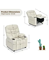 Gouun Kids Recliner Chair with Cup Holder and Footrest for Children