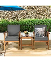 Gouun 3PC Solid Wood Outdoor Patio Sofa Furniture Set