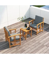 Gouun 3PC Solid Wood Outdoor Patio Sofa Furniture Set