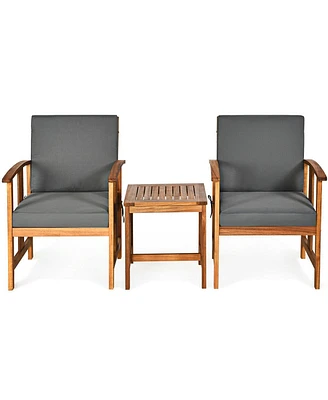 Gouun 3PC Solid Wood Outdoor Patio Sofa Furniture Set