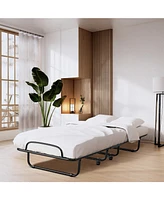 Gouun Rollaway Folding Bed with Memory Foam Mattress and Sturdy Metal Frame Made in Italy