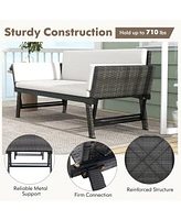 Gouun Outdoor Convertible Sofa Daybed with Adjustable Armrests for Balcony-Off