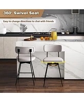 Gouun 25 Inch 2-Piece Modern Upholstered Bar Stools with Back and Footrests