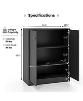 Gouun 2-Door Modern Floor Storage Cabinet with 3-Tier Shelf