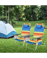 Gouun 2-Pack Folding Backpack Beach Chair 5-Position Outdoor Reclining Chairs with Pillow