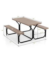 Gouun Hdpe Outdoor Picnic Table Bench Set with Metal Base