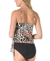 Coco Reef Womens Stella Printed Underwire Side Tie Tankini Top Bikini Bottoms