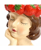 LuxenHome Lady Strawberries Ceramic 11.4-Inch Tall Sculpture Vase