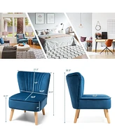 Gouun Modern Armless Velvet Accent Chair with Wood Legs