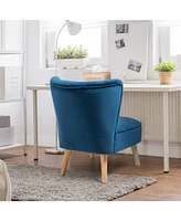 Gouun Modern Armless Velvet Accent Chair with Wood Legs