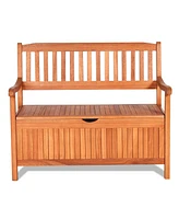 Gouun 33 Gallon Wooden Storage Bench with Liner for Patio Garden Porch
