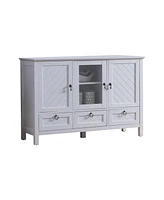 Kings Brand Furniture Evans Sideboard Buffet Console Table Storage Cabinets, White