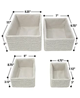 Sorbus Storage Baskets 4-Piece Set - Stackable Woven Basket Paper Rope Bin Boxes for Makeup, Office Supplies, Bedroom, Closet