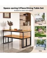 Gouun Set of 2 Patio Dining Bench for 2-3 Person Indoor Outdoor