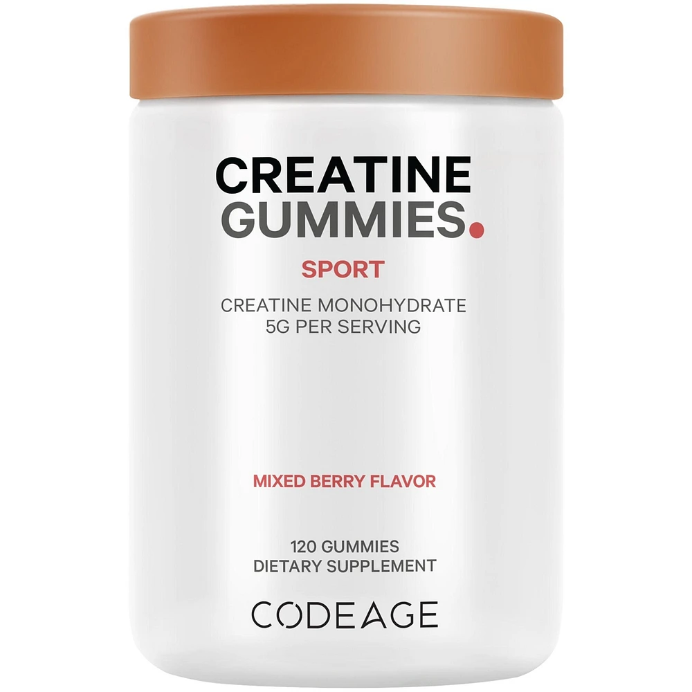 Codeage Creatine Gummies - 5000mg Creatine Monohydrate - AstraGin Panax & Astralagus for Bioavailability - Athletic Performance, Sport Supplement