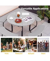 Gouun 8-Person Outdoor Picnic Table and Bench Set with Umbrella Hole