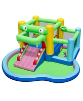 Gouun Inflatable Bounce House with Slide and Splash Pooland and 680W Blower
