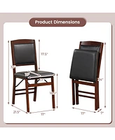 Gouun Set of 2 Folding Dining Chairs with Padded Seat and High Backrest