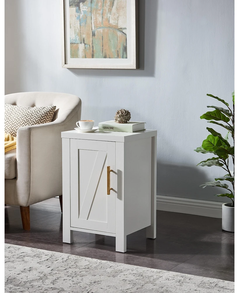 Kings Brand Furniture Sendero 1 - Door Side End Table Storage Cabinet, White