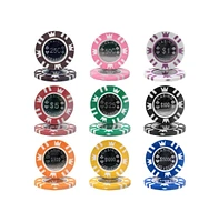 Slickblue Poker Chips with Metal Inlay - 25-Pack Coin Design, $1