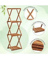 Gouun 4-Tier Folding Plant Rack and Free Standing Shoe Rack