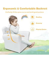 Gouun Children Upholstered Princess Sofa with Ottoman and Diamond Decoration for Boys and Girls