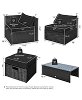 Gouun 8 Pieces Patio Rattan Storage Table Furniture Set
