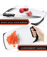 Belwares Cutting Boards for Kitchen, Plastic Chopping Board Set of 3 with Non-Slip Feet and Deep Drip Juice Groove, Easy Grip Handle, Bpa Free, Dishwa