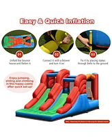 Gymax Inflatable Double Slide Bounce House Bouncy Castle w/ 480W Blower