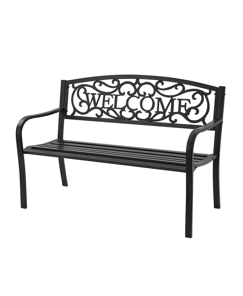 Gouun Outdoor Furniture Steel Frame Porch Garden Bench