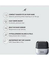 Panasonic Swipe Right Compact Shaver, Unisex Electric Razor for Men and Women, On-the-Go Razor with 3-Blade Cutting System and Usb-c Charging, Wet/Dry