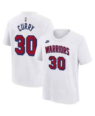 Nike Big Boys and Girls Stephen Curry White Golden State Warriors Classic Edition Name Number T-Shirt