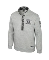 Colosseum Men's Heather Gray Georgia Bulldogs Oorah Oht Military Appreciation Fleece Quarter-Zip Jacket