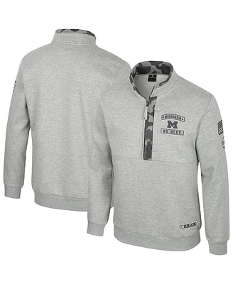 Colosseum Men's Heather Gray Michigan Wolverines Oorah Oht Military Appreciation Fleece Quarter-Zip Jacket