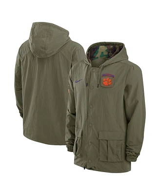 Nike Men's Olive Clemson Tigers 2024 Military Appreciation Full-Snap Hoodie Military Jacket