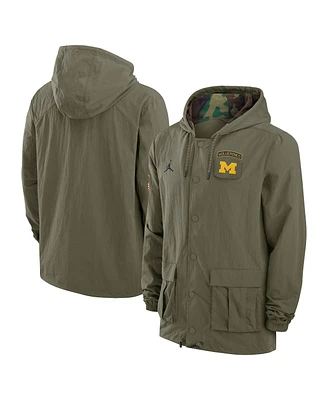 Jordan Men's Olive Michigan Wolverines 2024 Military Appreciation Full-Snap Hoodie Jacket