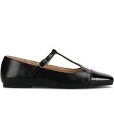 Journee Collection Women's Theah T-Strap Cap Toe Mary Jane Flats