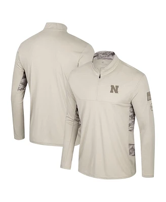 Colosseum Men's Natural Nebraska Huskers Oht Military Appreciation Quarter-Zip Jacket