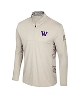 Colosseum Men's Natural Washington Huskies Oht Military Appreciation Quarter-Zip Jacket