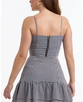 Bebe Women's Mini Gingham Ruched Front Cami