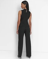 Dkny Petite Twisted-Neck Keyhole-Cutout Sleeveless Top