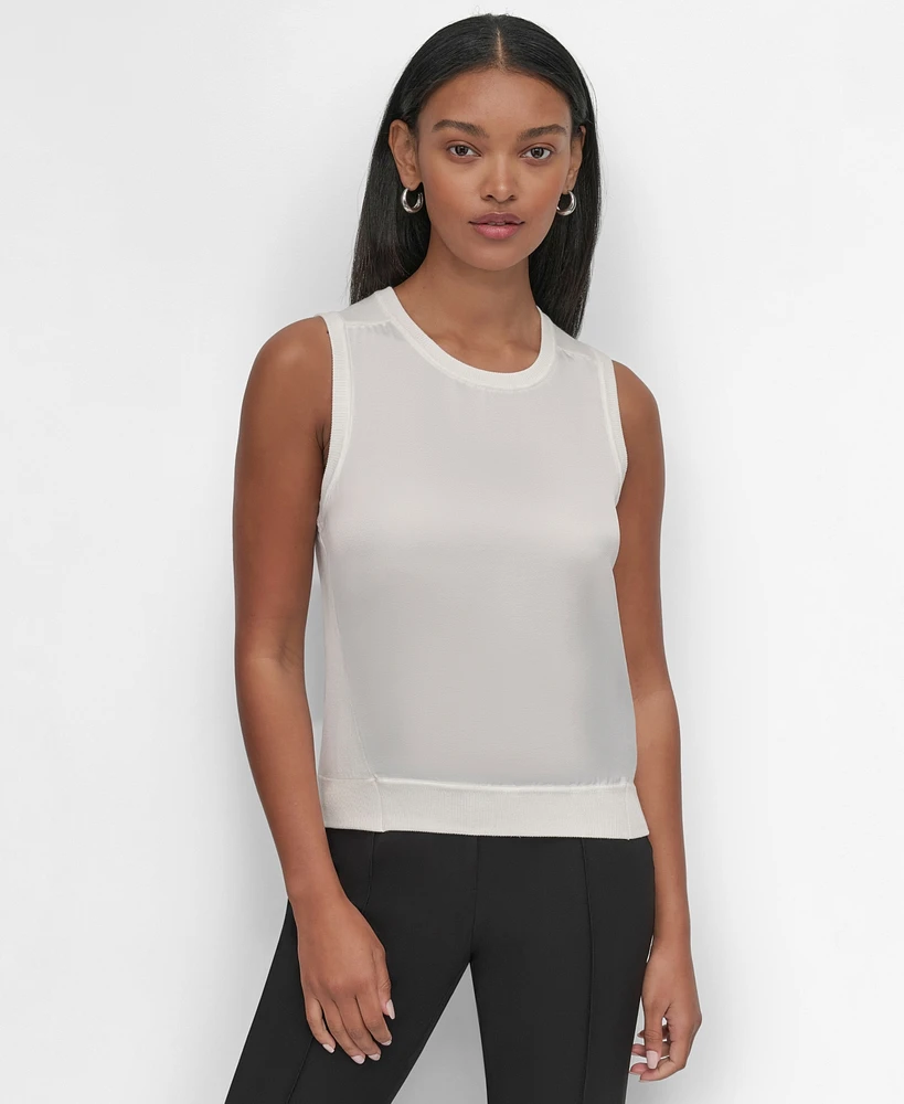 Dkny Petite Mixed-Media Sleeveless Sweater