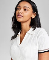 And Now This Petite Pointelle V-Neck Sweater, Exclusively at Macy's